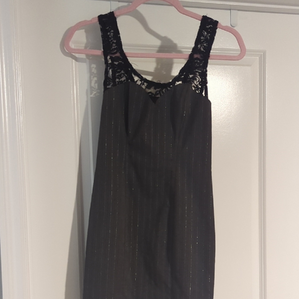 Black Lace Trim Dress